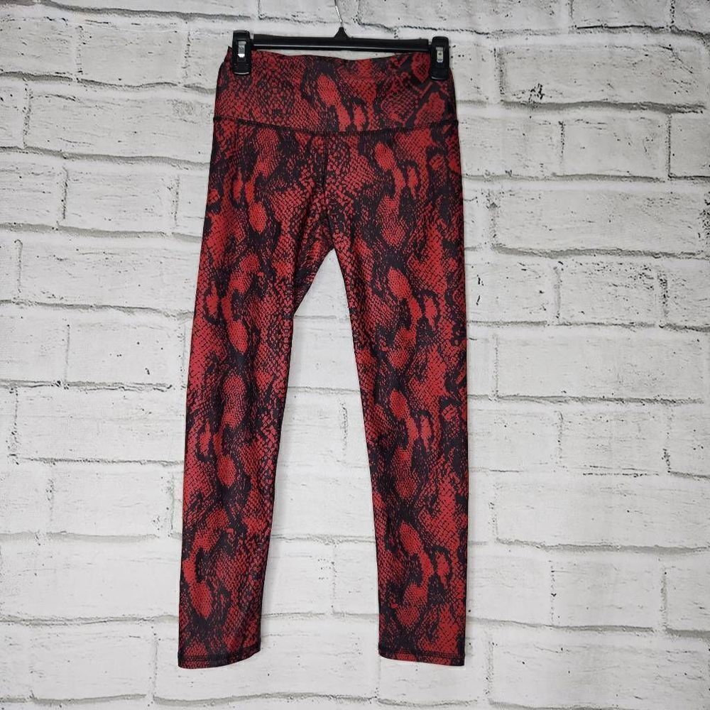 Noli Active Midrise Ankle Length Snakeskin Print Ref Black Leggings Size Small